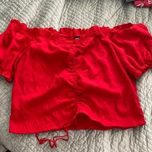 Red ruched crop top